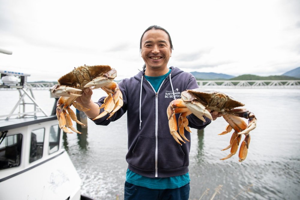 Fresh local seafood prepared for service